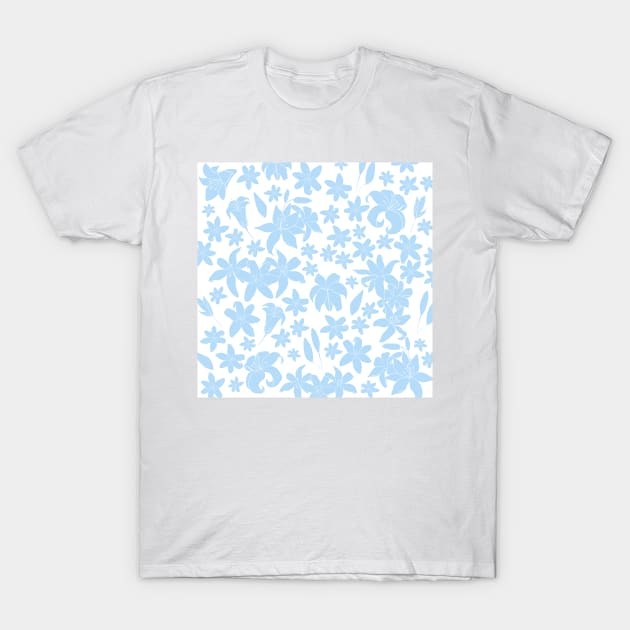 Lily Floral Pattern in Baby Blue T-Shirt by artvoria